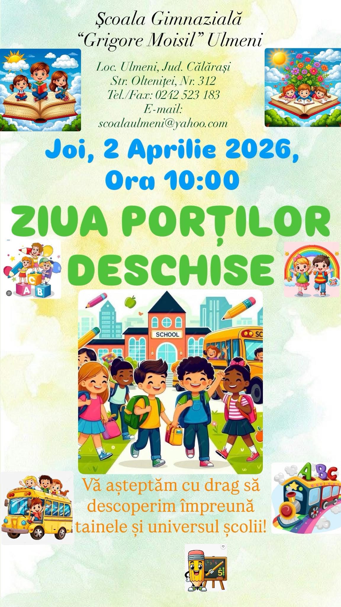 Ziua porţilor deschise Joi, 2 Aprilie 2026, ora 10:00